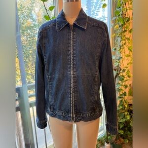 Eddie Bauer Zip Denim Jacket • Medium • Classic Blue Jean 💙